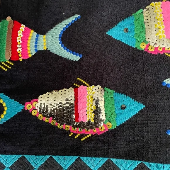 Talbots Dress size 10 Women A Line Tweed Sequins Multicolor Embroidered Fish - Picture 5 of 8